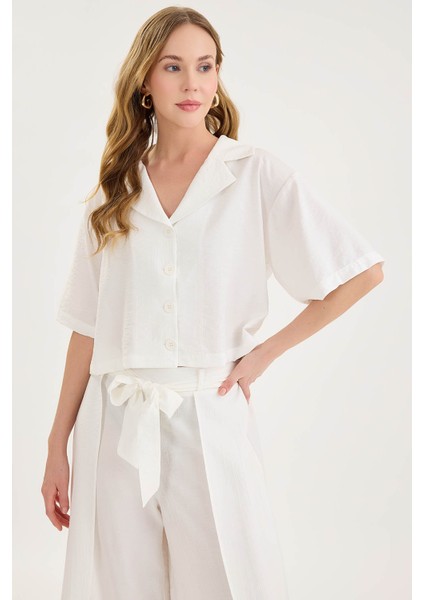 Krinkıl Kumaş Kısa Kol Crop Gömlek modelleri