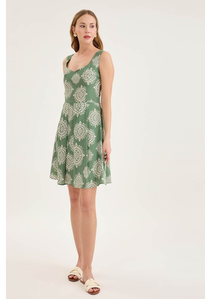 Kalın Askılı Desenli Pileli Mini Elbise fiyatları