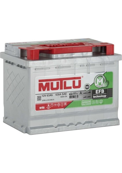 12 Volt 63 Efb Start Stop (Üretim Yılı: 2025)