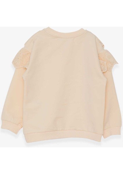 Kız Çocuk Sweatshirt Güpürlü 4-8 Yaş, Krem