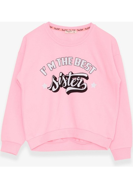 Kız Çocuk Sweatshirt Yazı Baskılı 9-14 Yaş, Neon Pembe modelleri