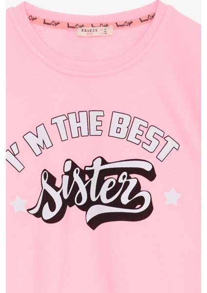 Kız Çocuk Sweatshirt Yazı Baskılı 9-14 Yaş, Neon Pembe indirimleri