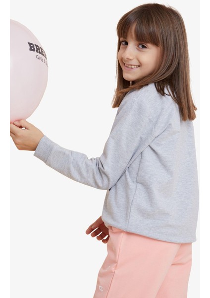 Kız Çocuk Sweatshirt Renkli Oje Baskılı 6-12 Yaş, Gri Melanj modelleri