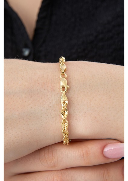 14 Ayar Altın Işıltılı Burgu Zincir Bileklik 3.90 mm fiyatları