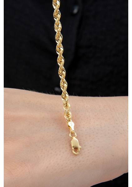 14 Ayar Altın Işıltılı Burgu Zincir Bileklik 3.90 mm fırsatları
