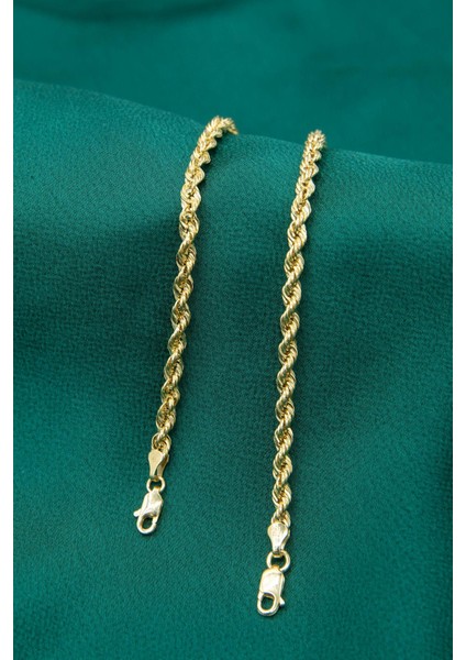 14 Ayar Altın Işıltılı Burgu Zincir Bileklik 3.90 mm indirimleri