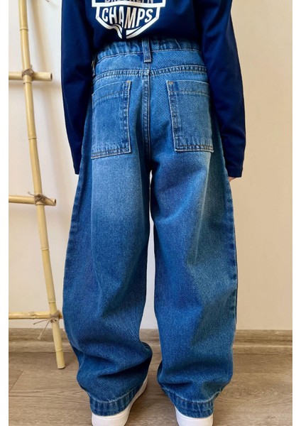 Erkek Çocuk Jean Pantolon Fermuarlı Cepli 5-9 Yaş, Mavi modelleri
