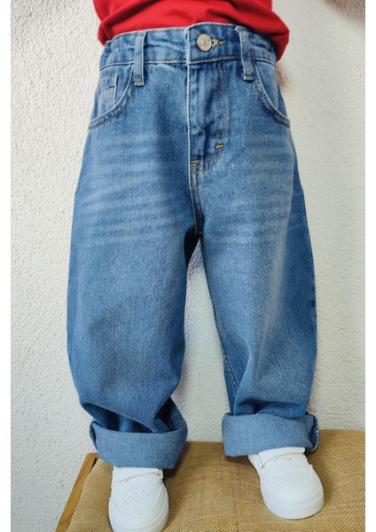 Erkek Çocuk Jean Pantolon Fermuarlı Cepli 5-9 Yaş, Mavi indirimleri