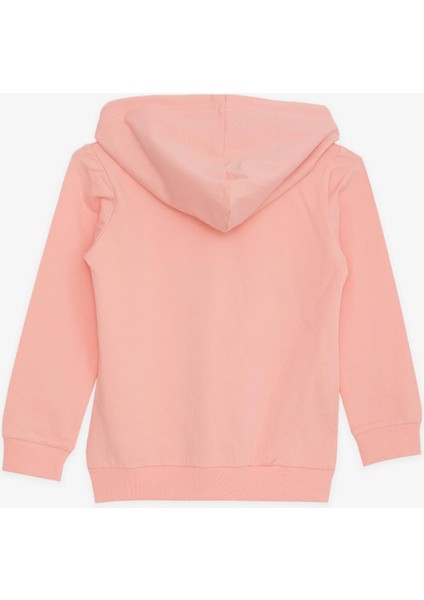 Kız Çocuk Sweatshirt Pullu Simli Gülenyüz Baskılı 4-9 Yaş, Somon