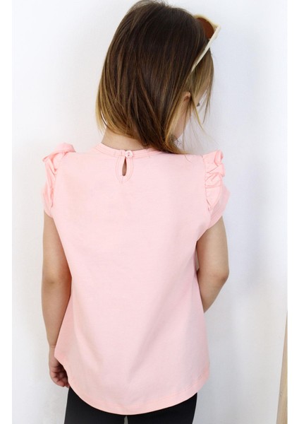 Kız Çocuk Tişört Bahar Temalı Balerin Kız Baskılı 1.5-5 Yaş, Somon fiyatları