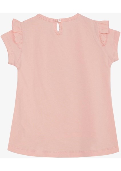 Kız Çocuk Tişört Bahar Temalı Balerin Kız Baskılı 1.5-5 Yaş, Somon indirimleri