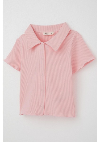 Kız Çocuk Tişört Crop Çıtçıtlı Fitilli 9-14 Yaş, Pembe modelleri