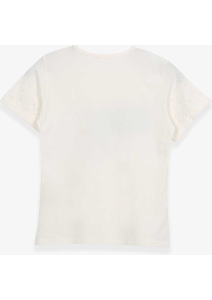 Kız Çocuk Tişört Yazı Baskılı 9-16 Yaş, Ekru fiyatları