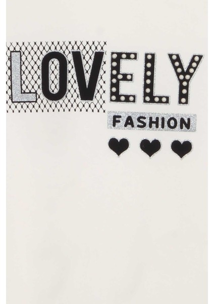 Kız Çocuk Tişört Yazı Baskılı 9-16 Yaş, Ekru modelleri