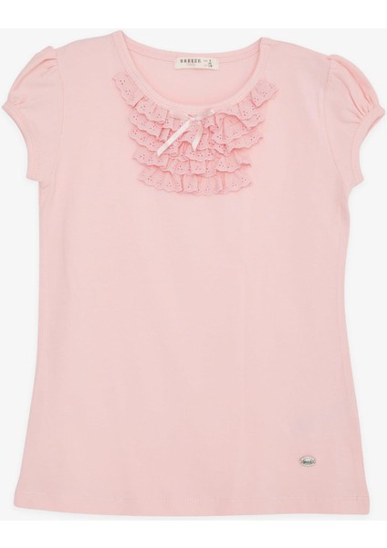 Kız Çocuk Tişört Güpürlü 9 Ay-8 Yaş, Pembe