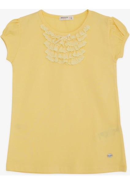Kız Çocuk Tişört Güpürlü 9 Ay-8 Yaş, Sarı