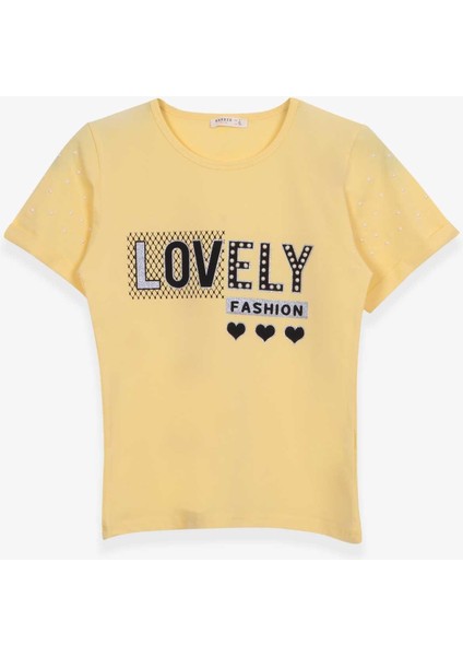 Kız Çocuk Tişört Yazı Baskılı 9-16 Yaş, Sarı fiyatları