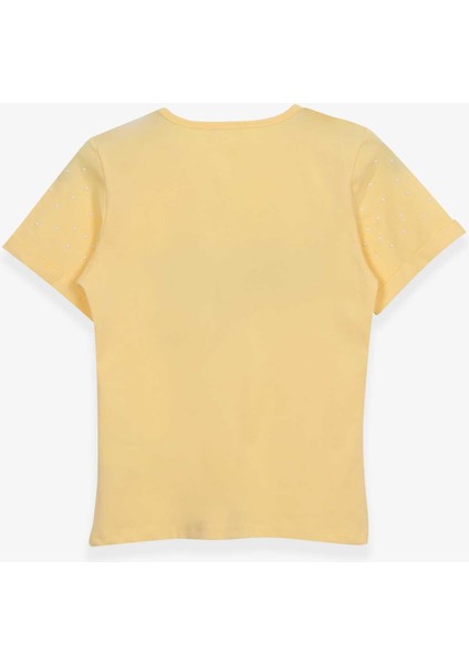Kız Çocuk Tişört Yazı Baskılı 9-16 Yaş, Sarı modelleri