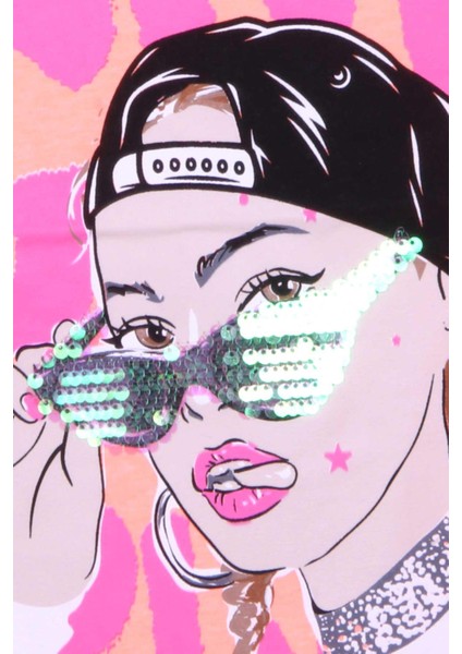 Kız Çocuk Tişört Kız Baskılı 10-16 Yaş, Neon Turuncu fırsatları