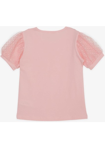 Kız Çocuk Tişört Kolları Tüllü 8-12 Yaş, Pembe fiyatları