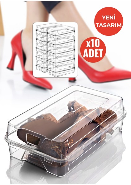 10'lu Set Kadın Ayakkabı Saklama Kutusu