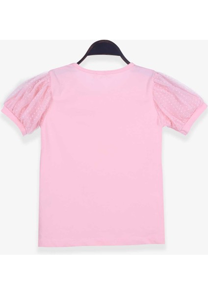 Kız Çocuk Tişört Kolları Tüllü 8-12 Yaş, Somon fiyatları