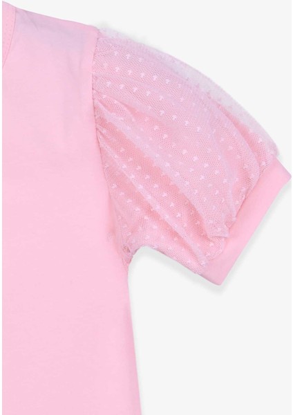 Kız Çocuk Tişört Kolları Tüllü 8-12 Yaş, Somon modelleri