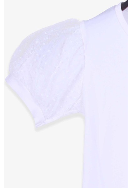 Kız Çocuk Tişört Kolları Tüllü 8-12 Yaş, Ekru fırsatları