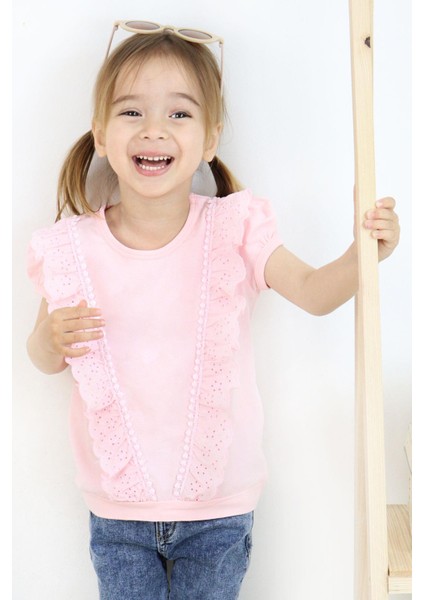 Kız Çocuk Tişört Güpürlü 1.5-5 Yaş, Pembe fiyatları