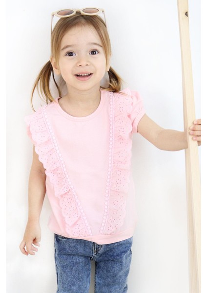 Kız Çocuk Tişört Güpürlü 1.5-5 Yaş, Pembe modelleri