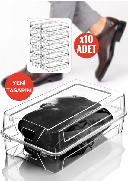 10'lu Set Erkek Ayakkabı Saklama Kutusu