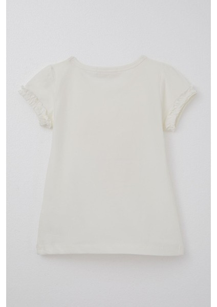 Kız Çocuk Tişört Sevimli Kuş Baskılı Kalpli 1-4 Yaş, Ekru indirimleri