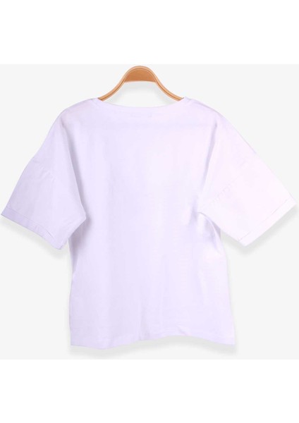 Kız Çocuk Tişört Taşlı Yazı Baskılı 9-16 Yaş, Beyaz fiyatları