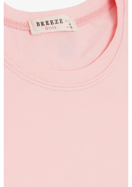 Kız Çocuk Tişört Kolları Fistolu 3-8 Yaş, Pudra fırsatları