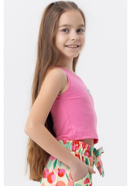 Kız Çocuk Askılı Tişört Armalı Taşlı 9-14 Yaş, Fuşya fiyatları