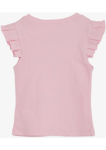 Kız Çocuk Crop Tişört Kolları Fırfırlı 8-14 Yaş, Pembe fiyatları