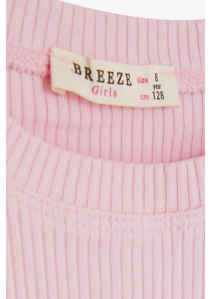 Kız Çocuk Crop Tişört Kolları Fırfırlı 8-14 Yaş, Pembe modelleri