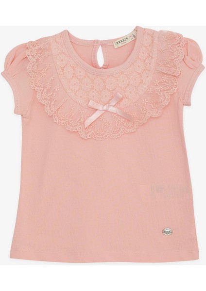 Kız Çocuk Tişört Dantelli 1.5-5 Yaş, Somon