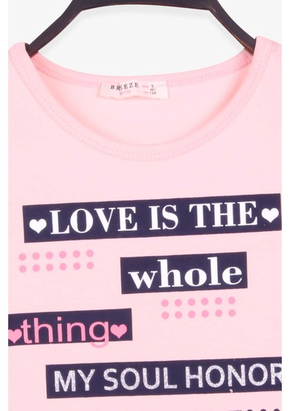 Kız Çocuk Tişört Yazı Baskılı 9-14 Yaş, Somon modelleri