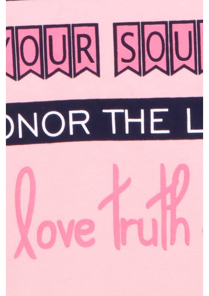 Kız Çocuk Tişört Yazı Baskılı 9-14 Yaş, Somon fırsatları