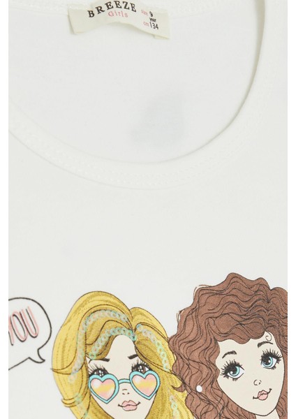 Kız Çocuk Tişört Dostluk Temalı 8-12 Yaş, Ekru indirimleri