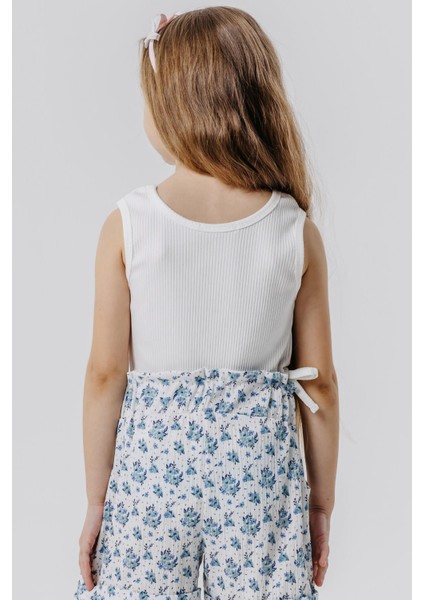 Kız Çocuk Askılı Tişört Yazı Nakışlı Yanları Fiyonklu 8-14 Yaş, Beyaz fiyatları