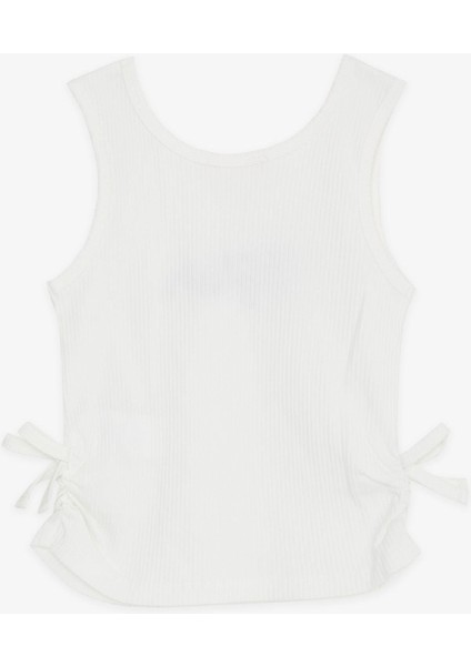 Kız Çocuk Askılı Tişört Yazı Nakışlı Yanları Fiyonklu 8-14 Yaş, Beyaz fırsatları