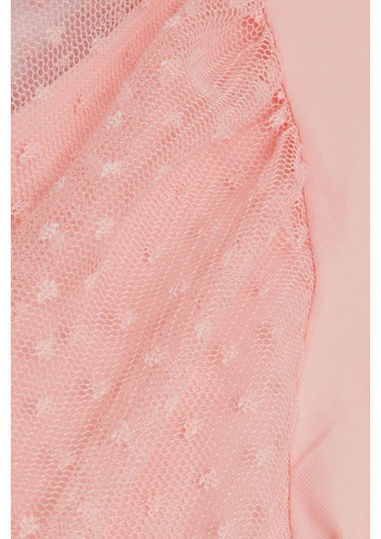 Kız Çocuk Tişört Kolları Tüllü 8-12 Yaş, Pembe fırsatları