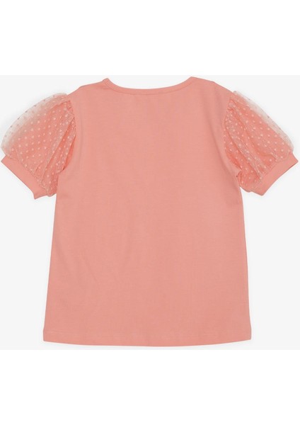 Kız Çocuk Tişört Kolları Tüllü 8-12 Yaş, Somon fiyatları