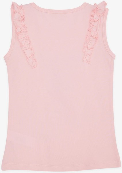 Kız Çocuk Tişört Omzu Fırfırlı Dondurma Baskılı 4-8 Yaş, Pembe indirimleri