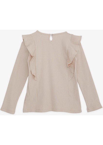 Kız Çocuk Uzun Kollu Bluz Fırfırlı 4-8 Yaş, Bej fiyatları