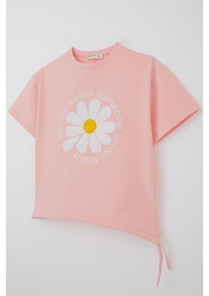 Kız Çocuk Tişört Papatya Baskılı 7-12 Yaş, Somon modelleri