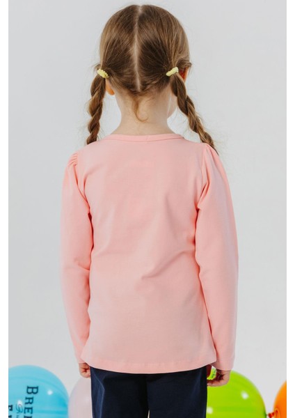 Kız Çocuk Uzun Kollu Tişört Güpürlü Fiyonklu 3-8 Yaş, Somon modelleri