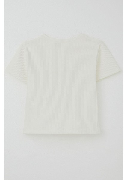 Kız Çocuk Tişört Kelebek Armalı Inci & Pul Detaylı 9-14 Yaş, Ekru fiyatları